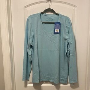 Life Is Good Sky Aqua Crusher V-Neck Long Sleeve Shirt Size XXL